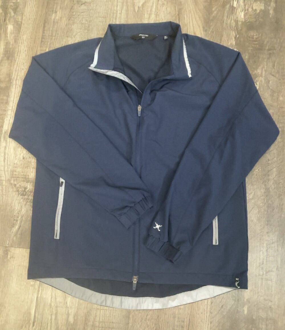 Kenneth Cole Golf Men M Windbreaker Jacket Blue Reflective Poly Stretch Full Zip